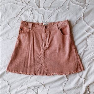 pink corduroy mini skirt